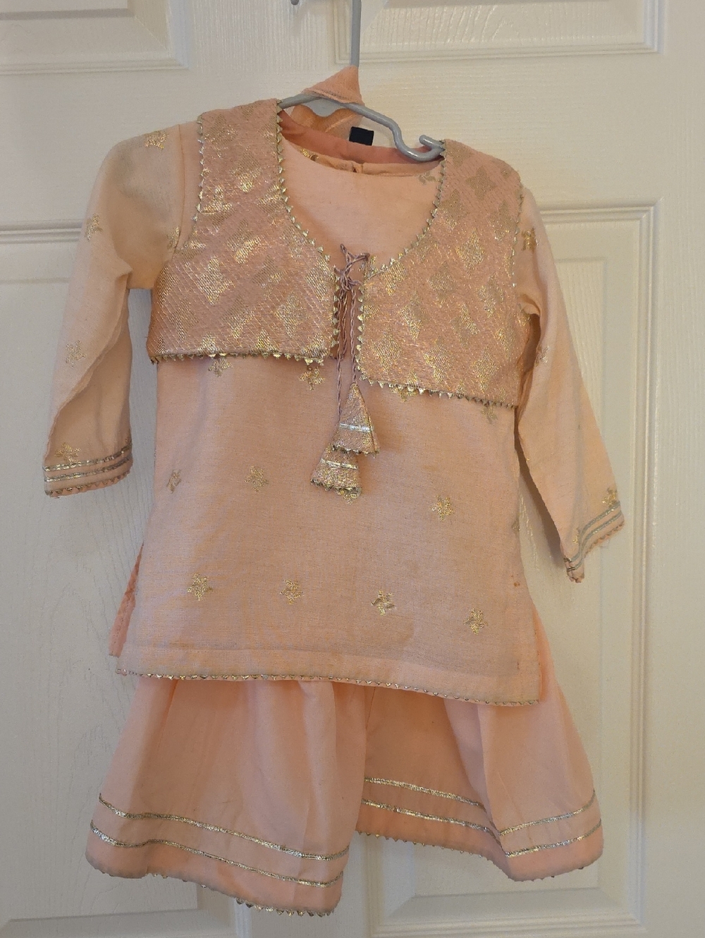 Pink 4 Pc Kurta Top Pants Toddler Girls